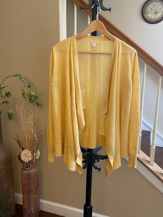 Garnet Hill Easy Linen Drape-Front Cardigan Size Small - Picture 1 of 15